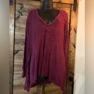 Free People brand Deep Red Textured Tunic